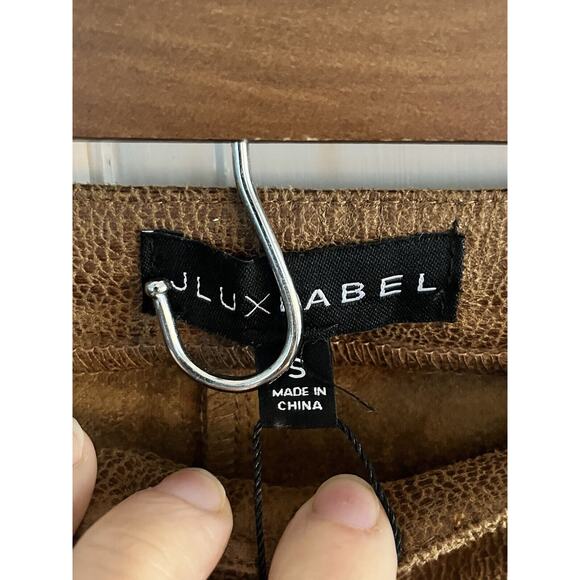 New JLUXLABEL Faux Suede Skinny Pants •S• Slim Caramel Brown Cognac $128 - Picture 9 of 12